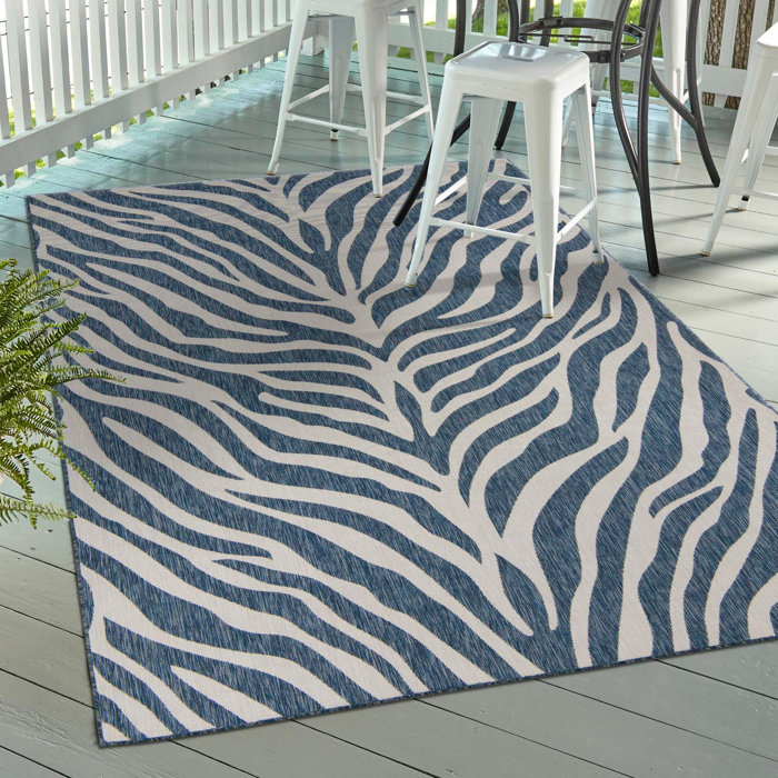 Langley Street Itchington Blue/Ivory Indoor/Outdoor Rug & Reviews Wayfair